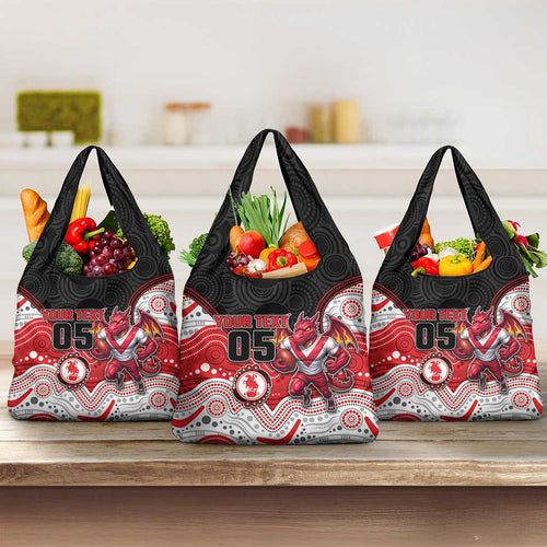 Custom Dragons Grocery Bag Warrior Mascot With Aboriginal Indigenous