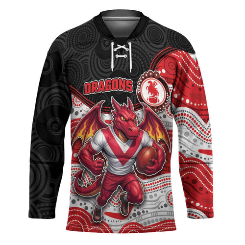 Custom Dragons Hockey Jersey Warrior Mascot With Aboriginal Indigenous