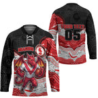 Custom Dragons Hockey Jersey Warrior Mascot With Aboriginal Indigenous