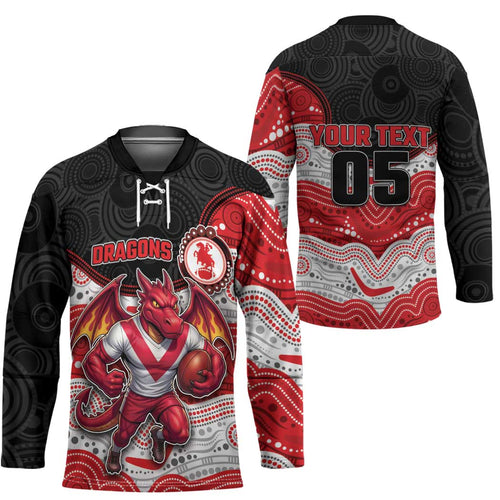 Custom Dragons Hockey Jersey Warrior Mascot With Aboriginal Indigenous