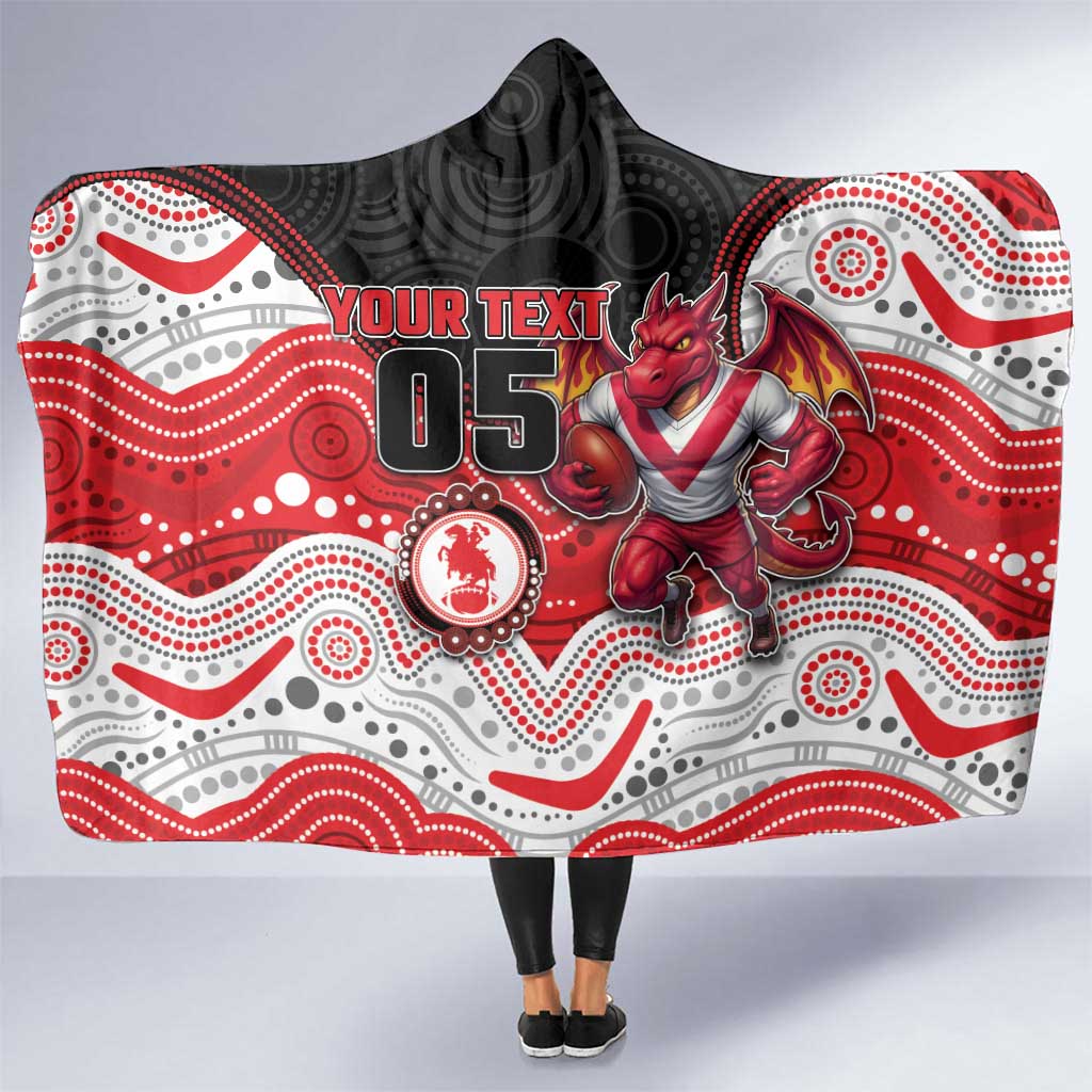 Custom Dragons Hooded Blanket Warrior Mascot With Aboriginal Indigenous