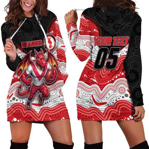 Custom Dragons Hoodie Dress Warrior Mascot With Aboriginal Indigenous