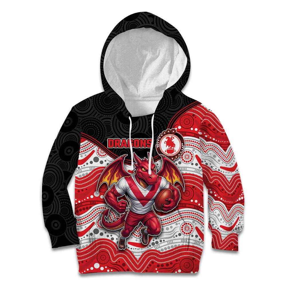 Custom Dragons Kid Hoodie Warrior Mascot With Aboriginal Indigenous