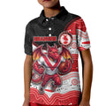 Custom Dragons Kid Polo Shirt Warrior Mascot With Aboriginal Indigenous