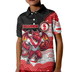 Custom Dragons Kid Polo Shirt Warrior Mascot With Aboriginal Indigenous