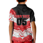 Custom Dragons Kid Polo Shirt Warrior Mascot With Aboriginal Indigenous
