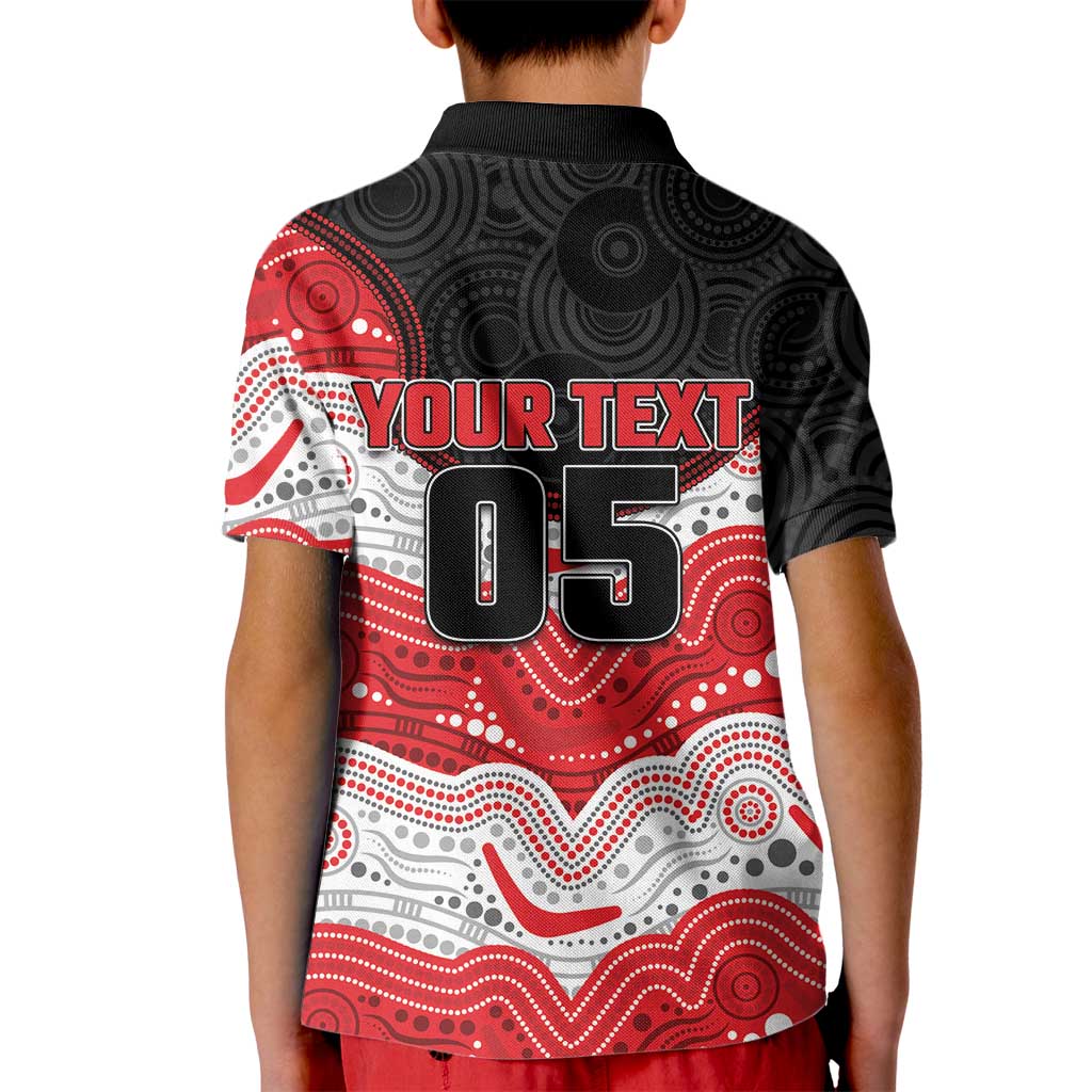Custom Dragons Kid Polo Shirt Warrior Mascot With Aboriginal Indigenous