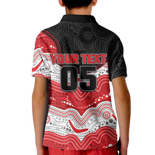 Custom Dragons Kid Polo Shirt Warrior Mascot With Aboriginal Indigenous