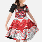 Custom Dragons Kid Short Sleeve Dress Warrior Mascot With Aboriginal Indigenous