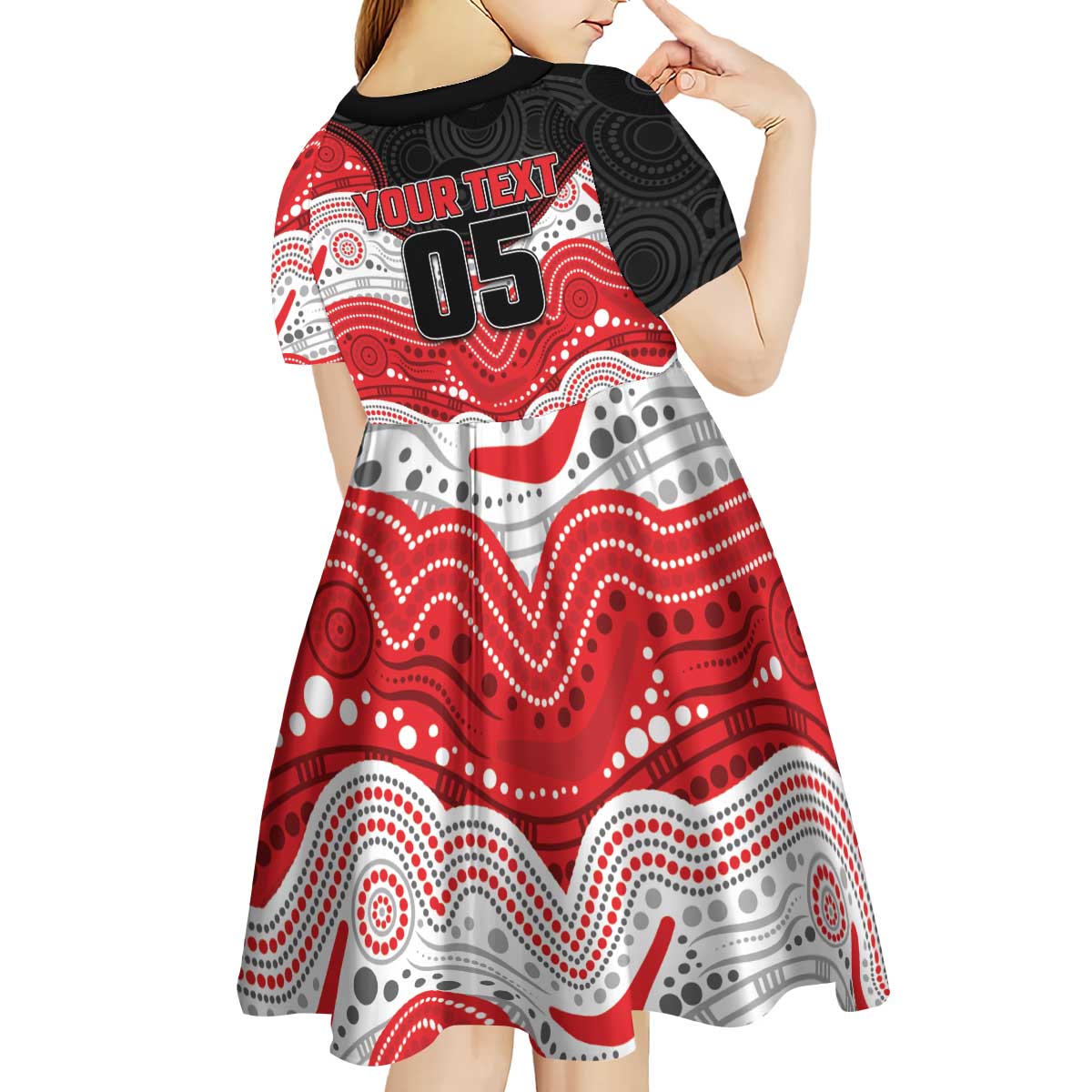 Custom Dragons Kid Short Sleeve Dress Warrior Mascot With Aboriginal Indigenous