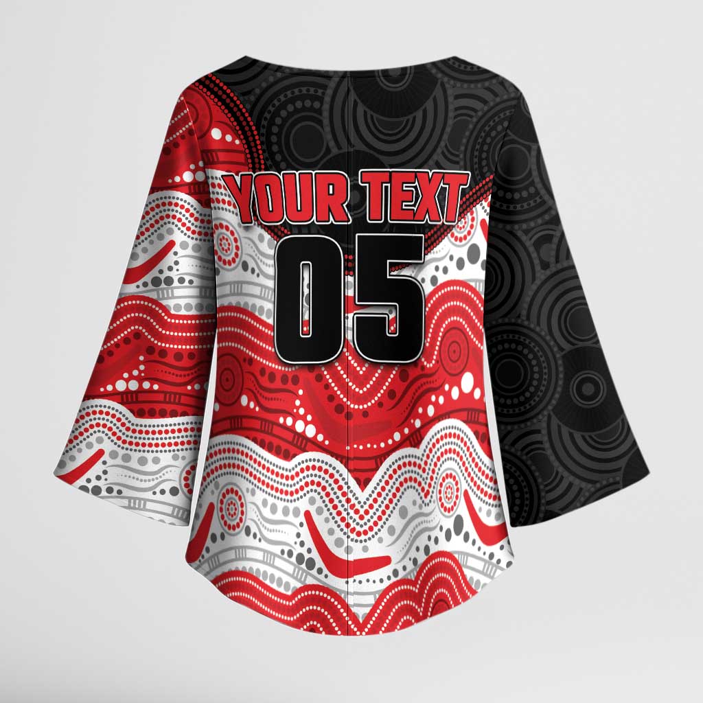 Custom Dragons Kimono Sleeve Blouse Warrior Mascot With Aboriginal Indigenous