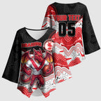 Custom Dragons Kimono Sleeve Blouse Warrior Mascot With Aboriginal Indigenous
