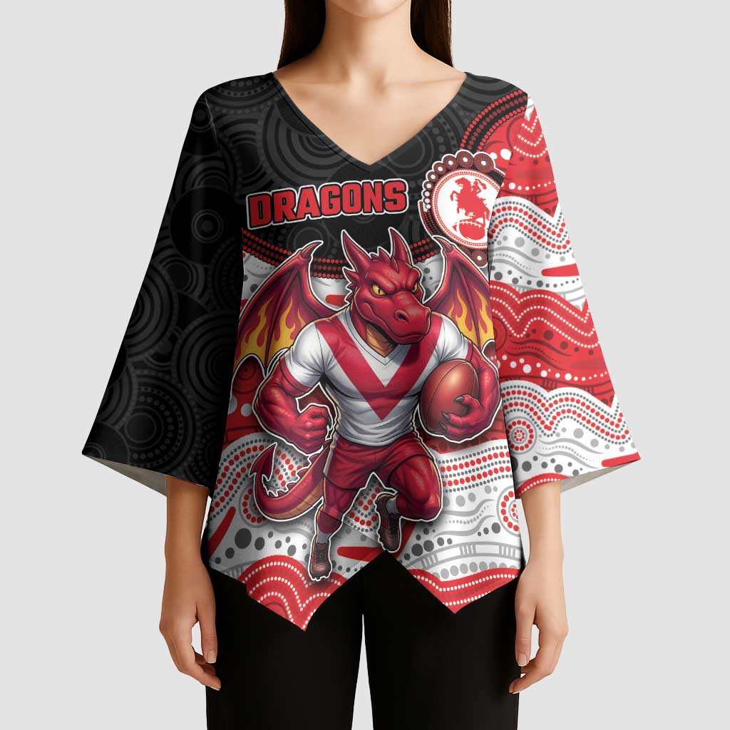 Custom Dragons Kimono Sleeve Blouse Warrior Mascot With Aboriginal Indigenous