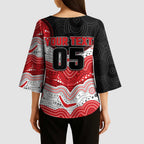 Custom Dragons Kimono Sleeve Blouse Warrior Mascot With Aboriginal Indigenous