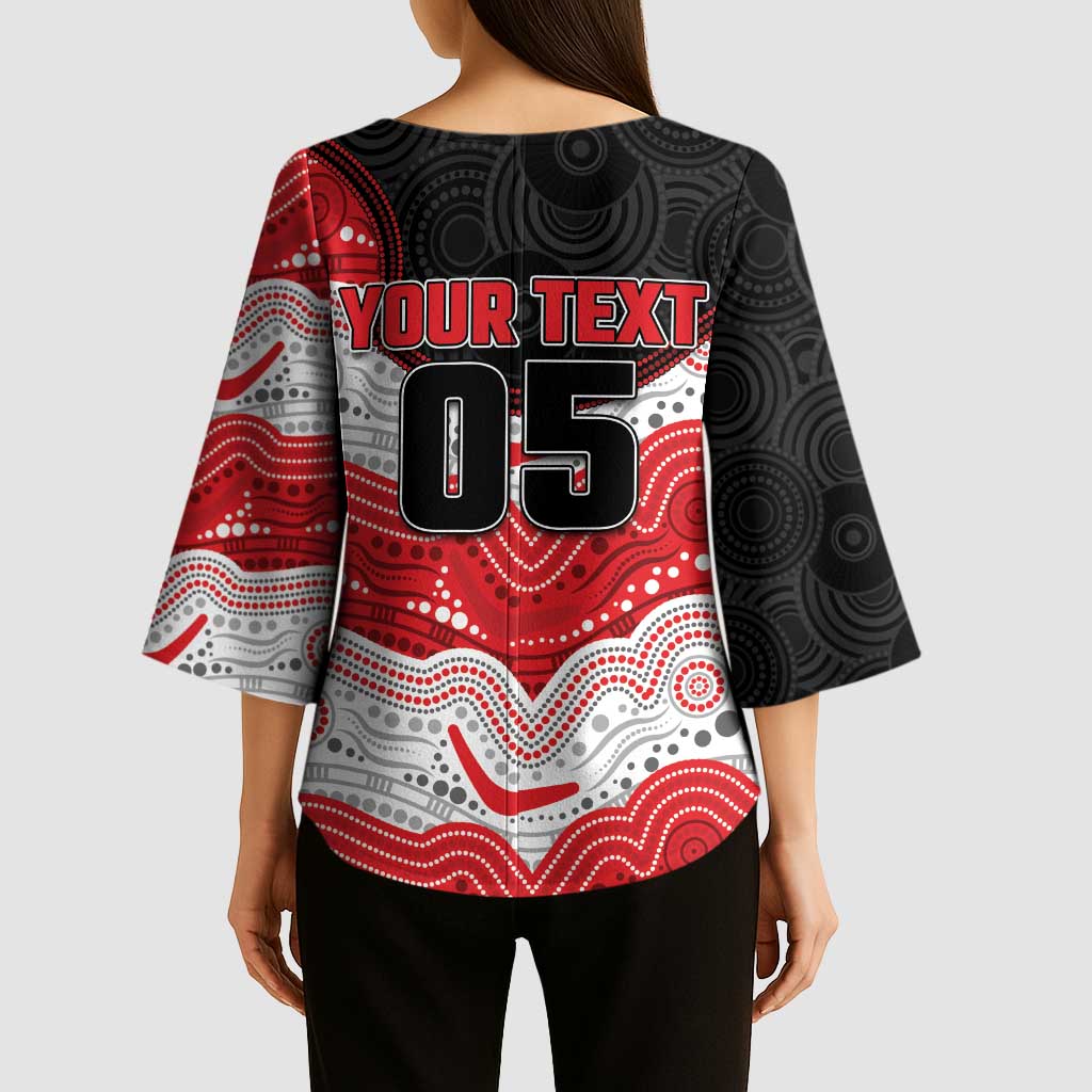 Custom Dragons Kimono Sleeve Blouse Warrior Mascot With Aboriginal Indigenous