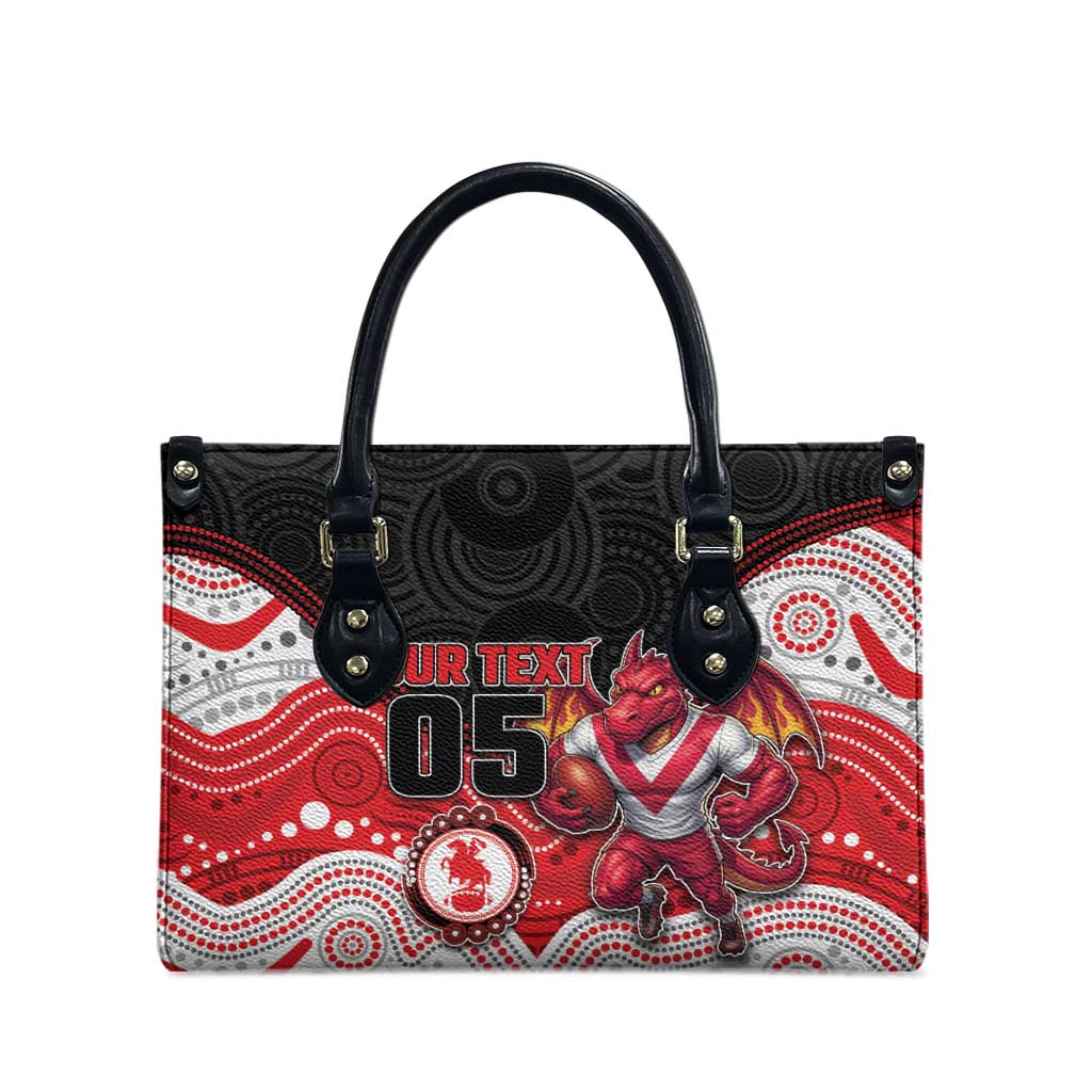 Custom Dragons Leather Bag Warrior Mascot With Aboriginal Indigenous