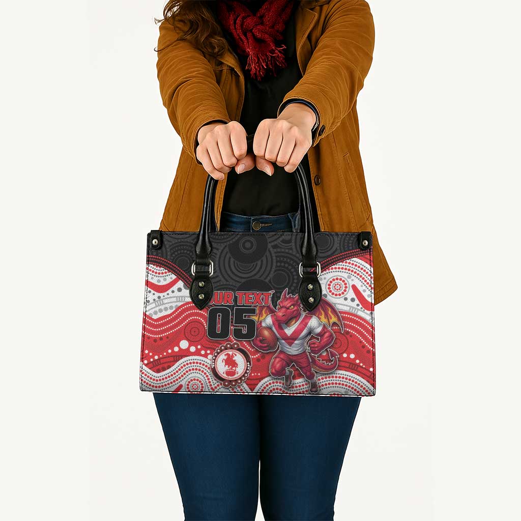 Custom Dragons Leather Bag Warrior Mascot With Aboriginal Indigenous