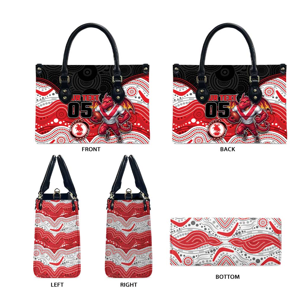 Custom Dragons Leather Bag Warrior Mascot With Aboriginal Indigenous