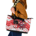 Custom Dragons Leather Tote Bag Warrior Mascot With Aboriginal Indigenous