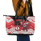 Custom Dragons Leather Tote Bag Warrior Mascot With Aboriginal Indigenous