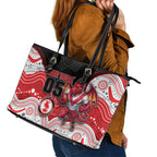 Custom Dragons Leather Tote Bag Warrior Mascot With Aboriginal Indigenous
