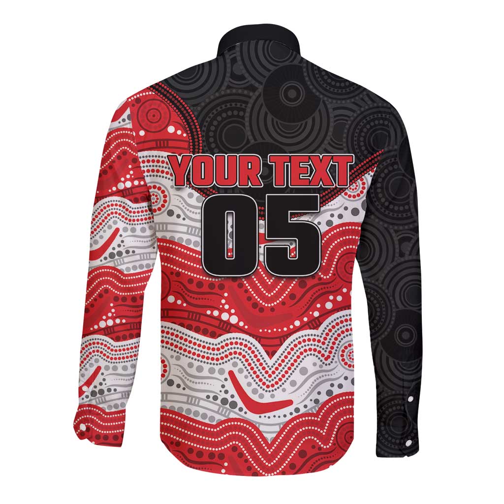Custom Dragons Long Sleeve Button Shirt Warrior Mascot With Aboriginal Indigenous