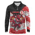 Custom Dragons Long Sleeve Polo Shirt Warrior Mascot With Aboriginal Indigenous