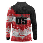 Custom Dragons Long Sleeve Polo Shirt Warrior Mascot With Aboriginal Indigenous