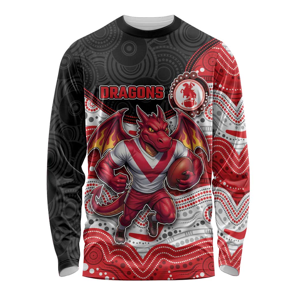 Custom Dragons Long Sleeve Shirt Warrior Mascot With Aboriginal Indigenous