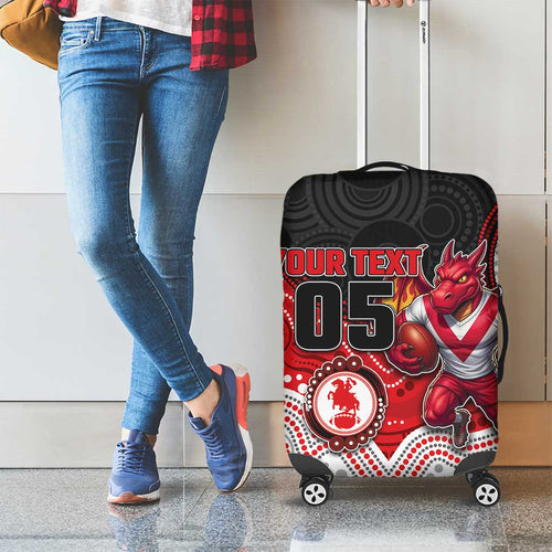Custom Dragons Luggage Cover Warrior Mascot With Aboriginal Indigenous