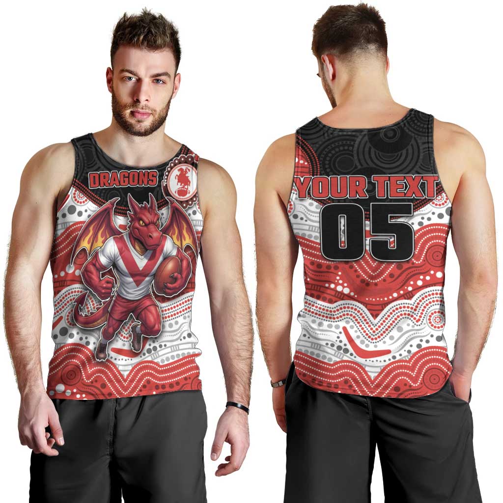 Custom Dragons Men Tank Top Warrior Mascot With Aboriginal Indigenous