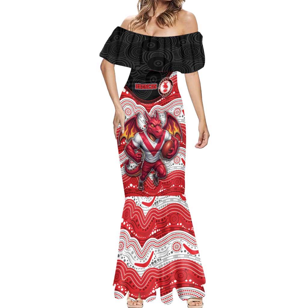 Custom Dragons Mermaid Dress Warrior Mascot With Aboriginal Indigenous
