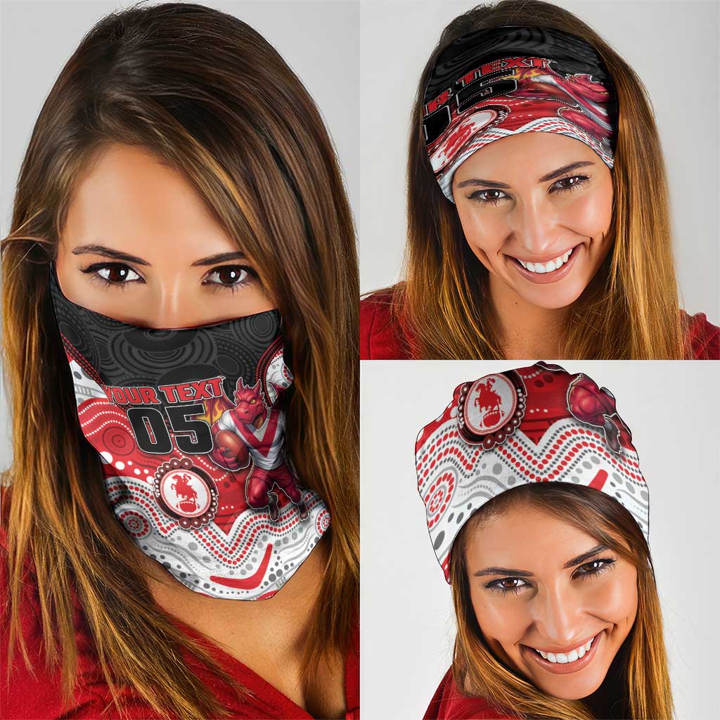 Custom Dragons Neck Gaiter Warrior Mascot With Aboriginal Indigenous