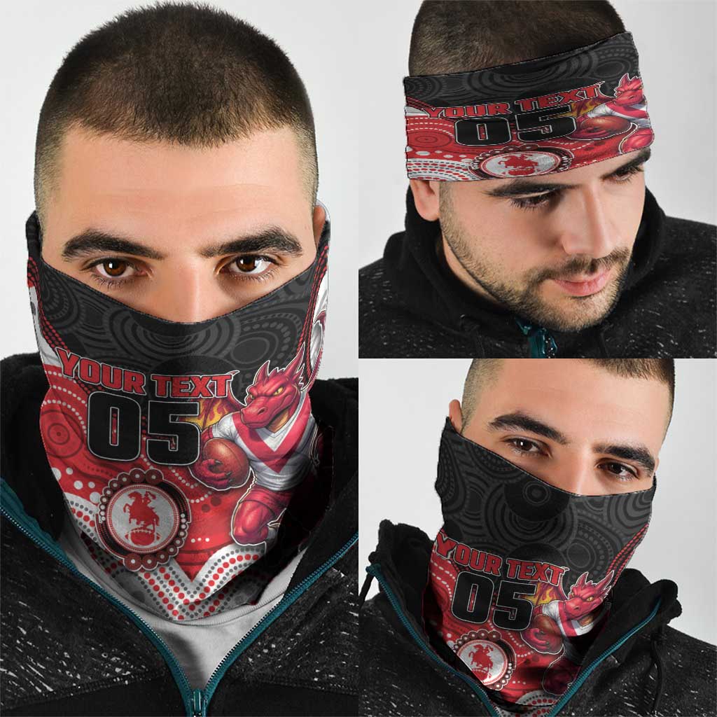 Custom Dragons Neck Gaiter Warrior Mascot With Aboriginal Indigenous