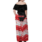Custom Dragons Off Shoulder Maxi Dress Warrior Mascot With Aboriginal Indigenous