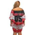 Custom Dragons Off Shoulder Short Dress Warrior Mascot With Aboriginal Indigenous
