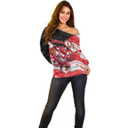 Custom Dragons Off Shoulder Sweater Warrior Mascot With Aboriginal Indigenous
