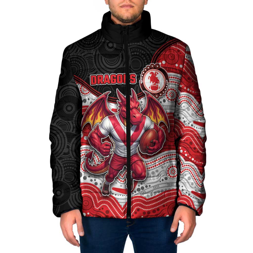 Custom Dragons Padded Jacket Warrior Mascot With Aboriginal Indigenous