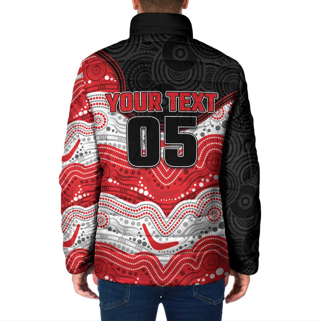 Custom Dragons Padded Jacket Warrior Mascot With Aboriginal Indigenous