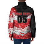 Custom Dragons Padded Jacket Warrior Mascot With Aboriginal Indigenous