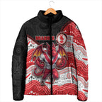 Custom Dragons Padded Jacket Warrior Mascot With Aboriginal Indigenous