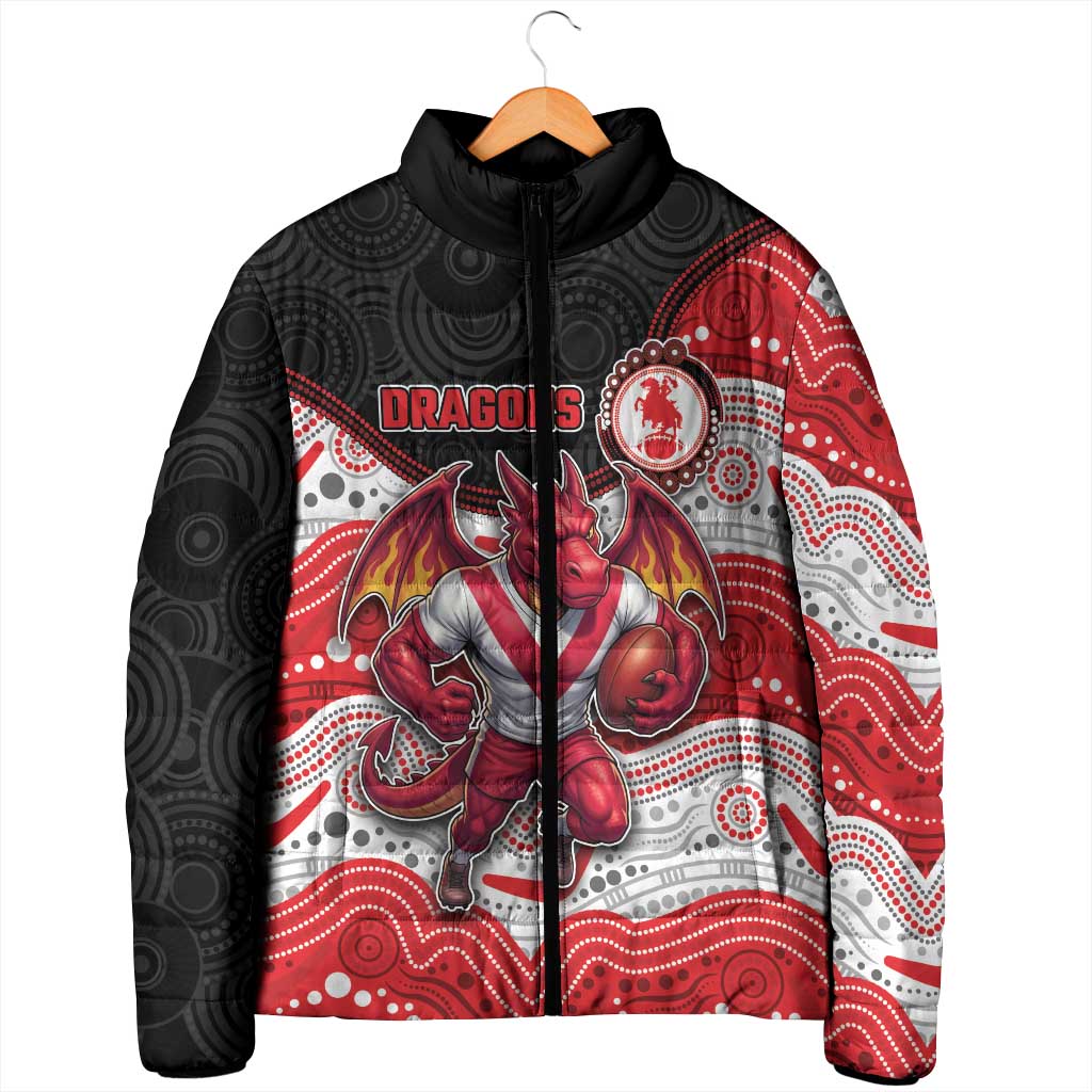 Custom Dragons Padded Jacket Warrior Mascot With Aboriginal Indigenous