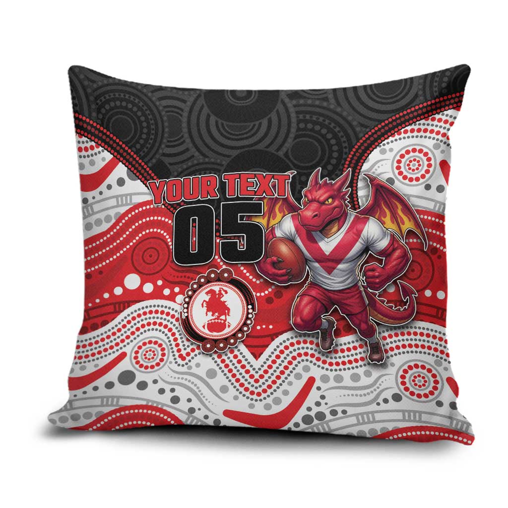 Custom Dragons Pillow Cover Warrior Mascot With Aboriginal Indigenous