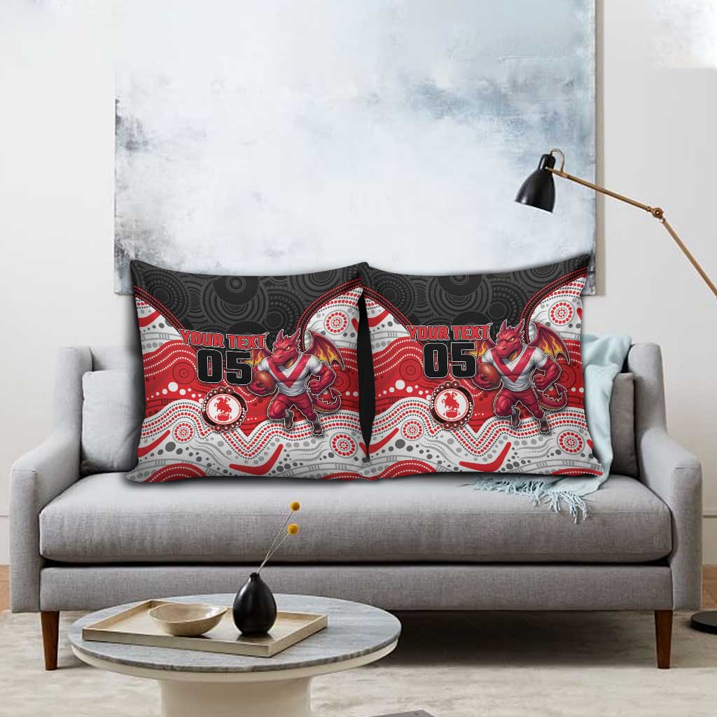 Custom Dragons Pillow Cover Warrior Mascot With Aboriginal Indigenous