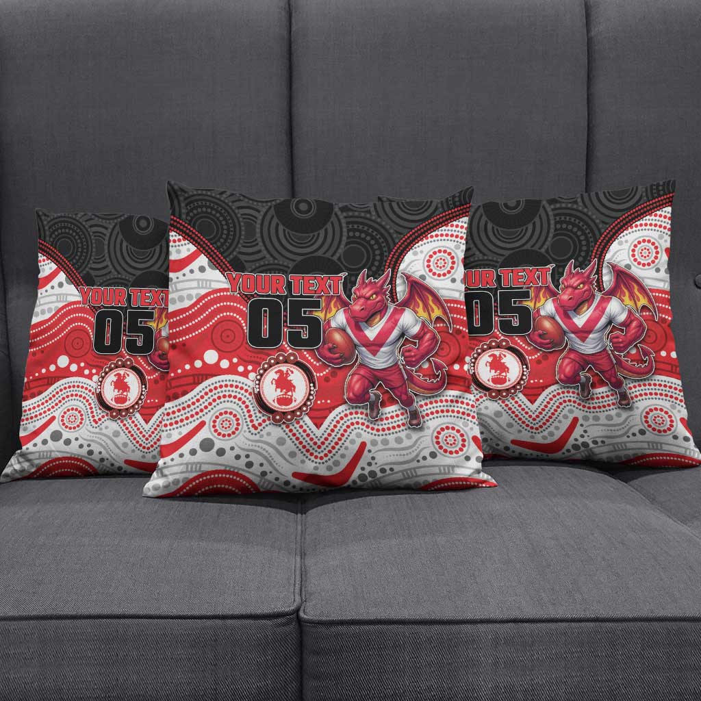 Custom Dragons Pillow Cover Warrior Mascot With Aboriginal Indigenous