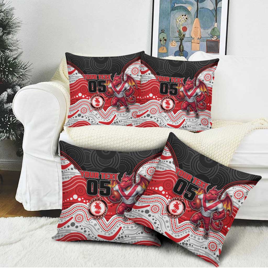 Custom Dragons Pillow Cover Warrior Mascot With Aboriginal Indigenous