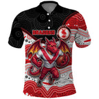 Custom Dragons Polo Shirt Warrior Mascot With Aboriginal Indigenous