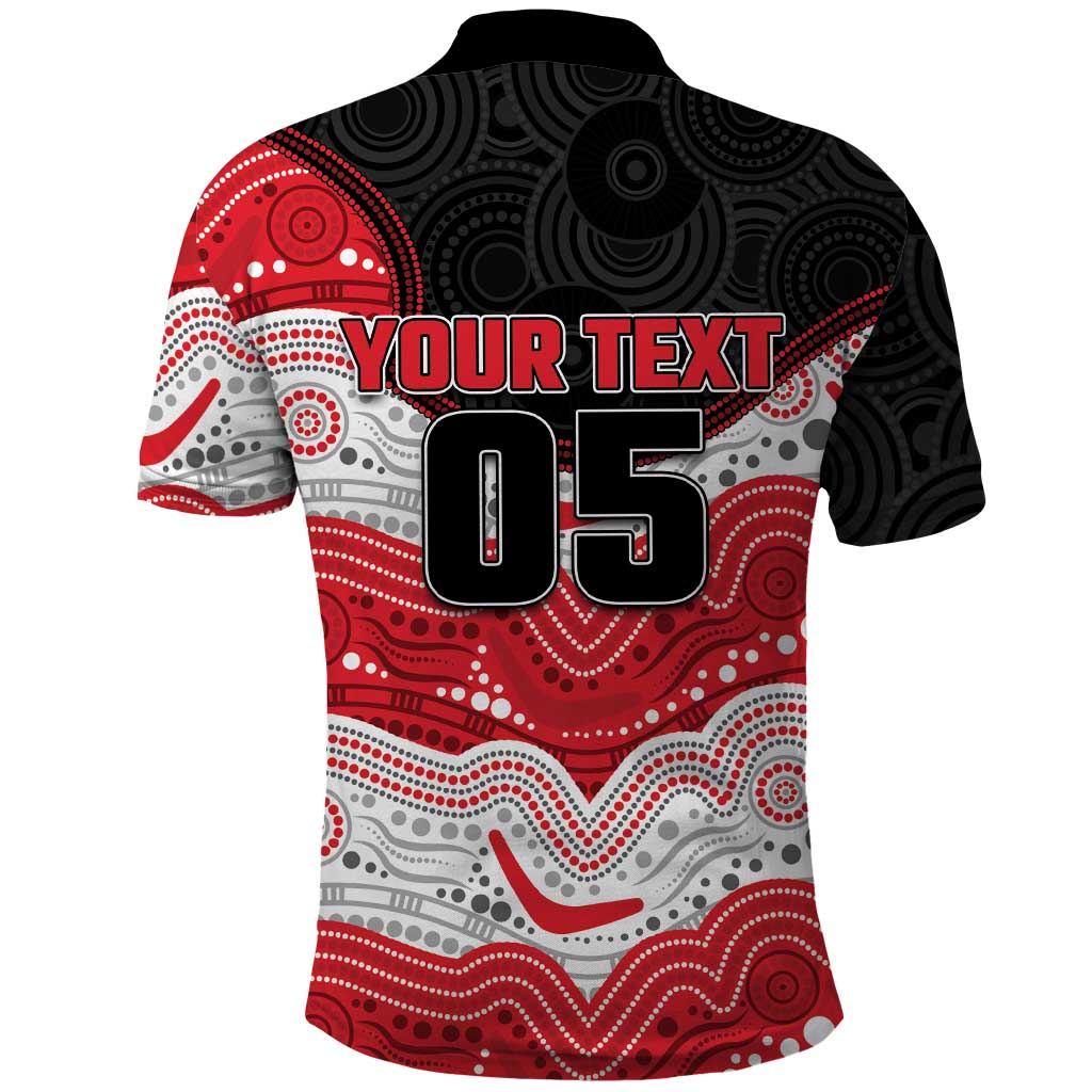 Custom Dragons Polo Shirt Warrior Mascot With Aboriginal Indigenous