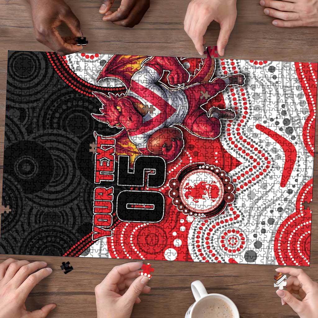 Custom Dragons Puzzle Warrior Mascot With Aboriginal Indigenous