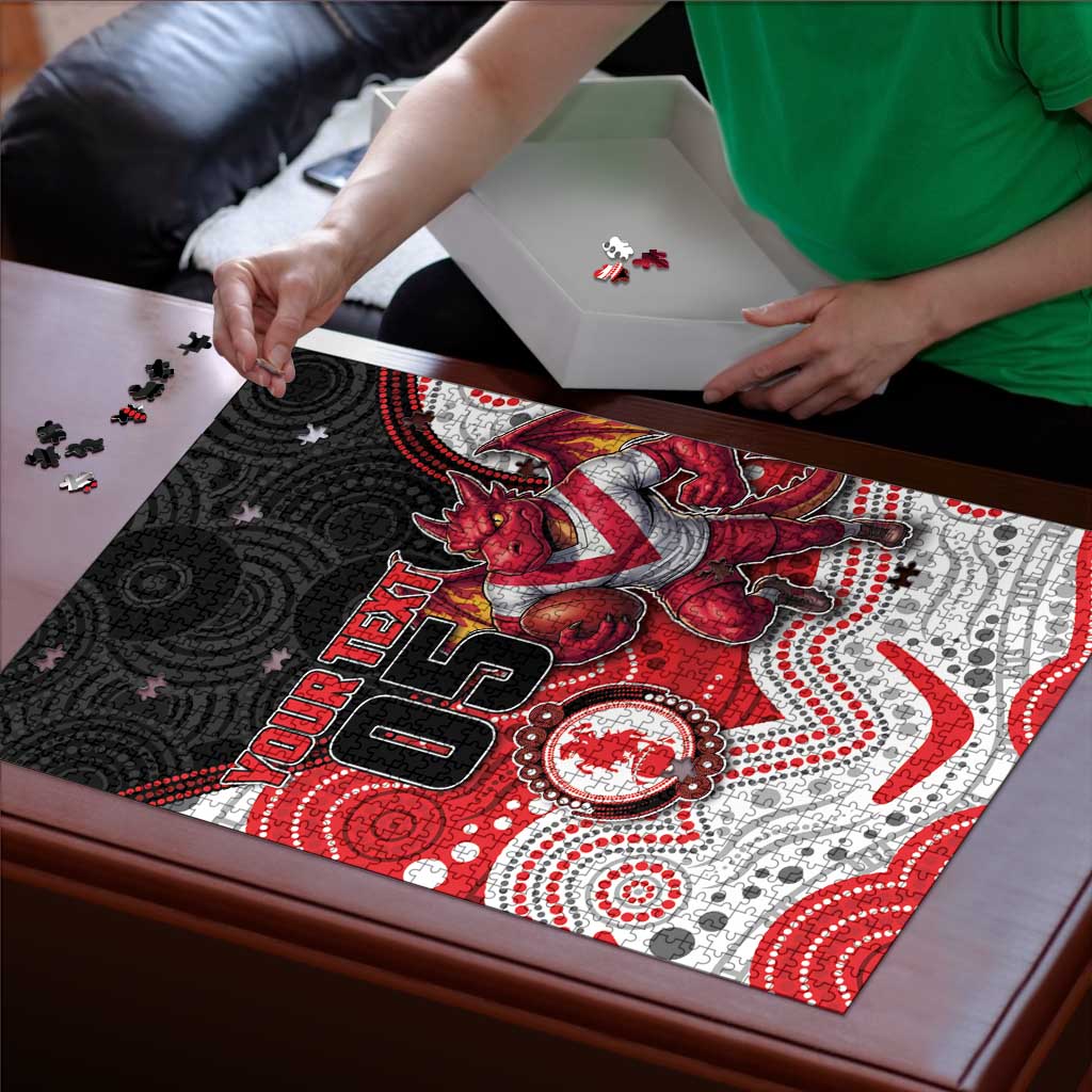 Custom Dragons Puzzle Warrior Mascot With Aboriginal Indigenous